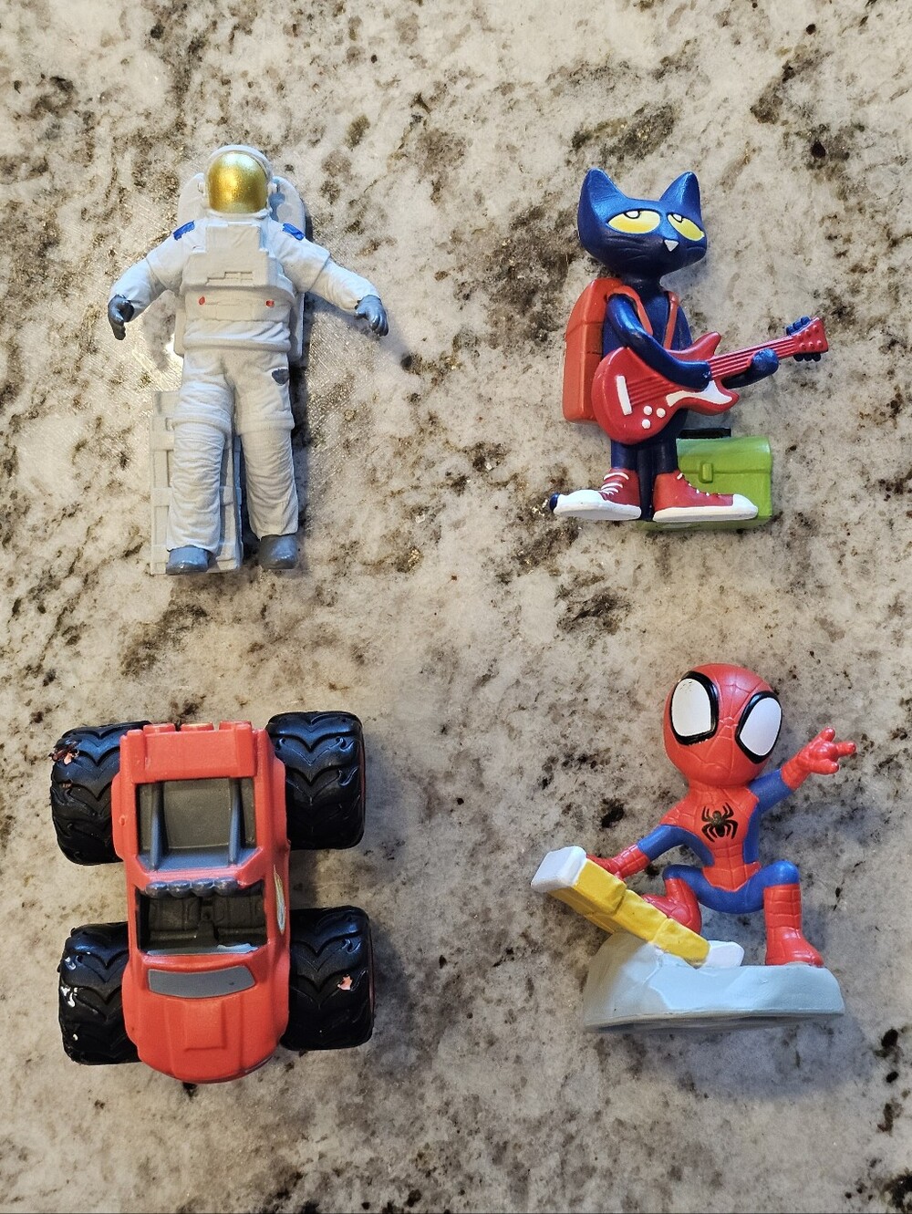 Lot of 4 Tonies Figures - Nat Geo Astronaut, Pete the Cat, Blaze, Spidey